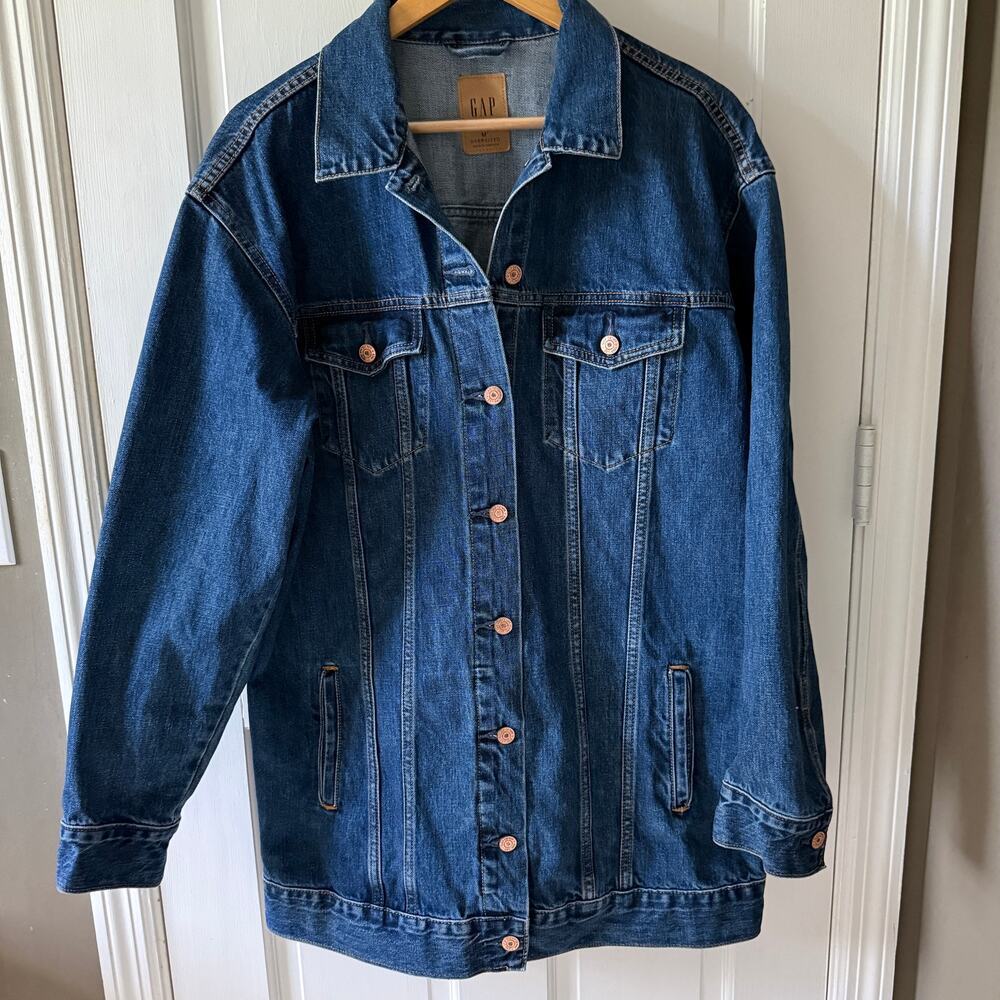 GAP Denim Barn Jacket Longline Indigo Cotton Oversized M Tall EUC